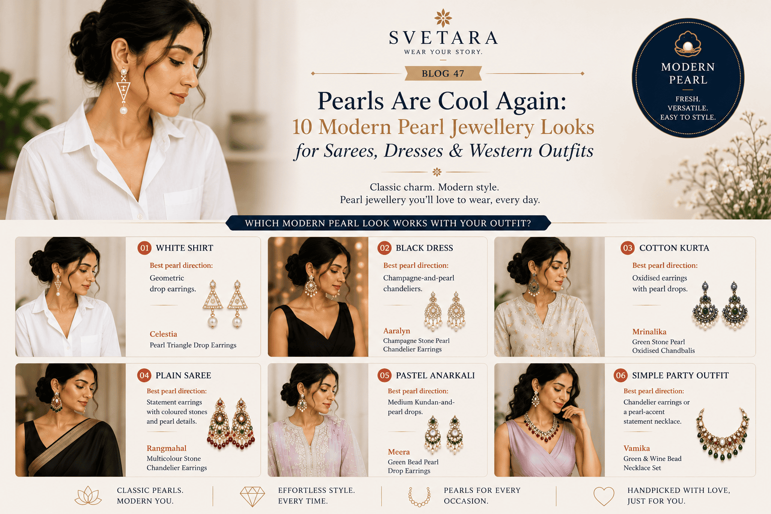 Pearls Are Cool Again: 10 Modern Pearl Jewellery Looks for Sarees, Dresses & Western Outfits